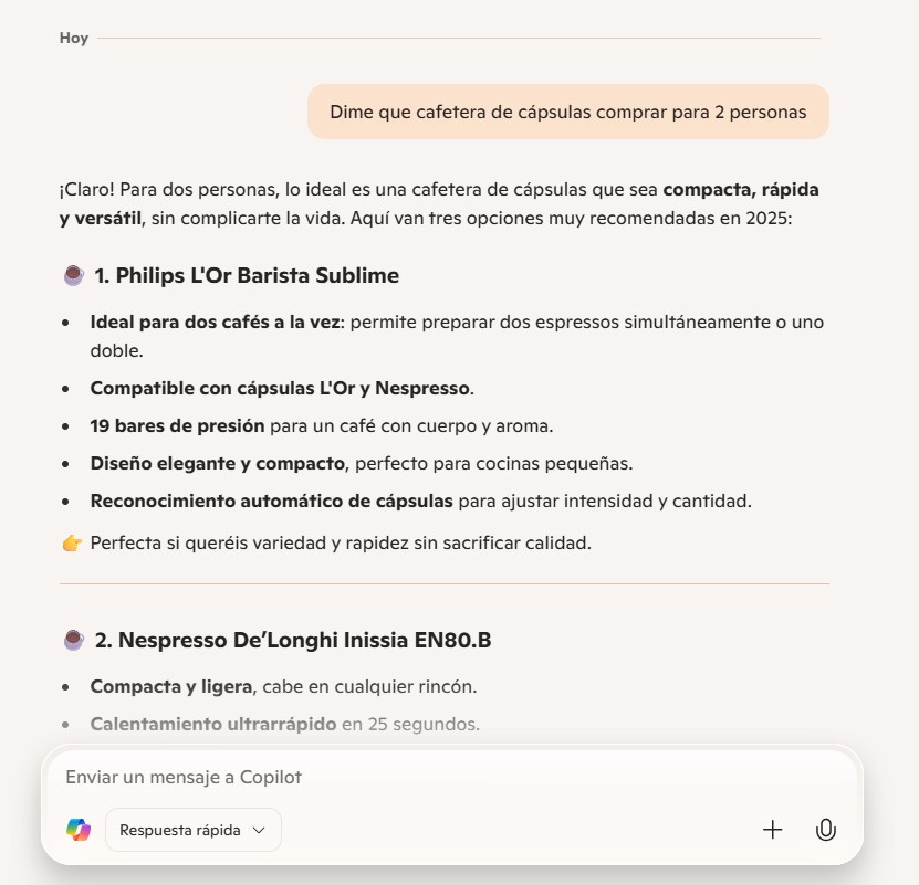 ejemplo de respuesta de Copilot Bing para mejorar el GEO